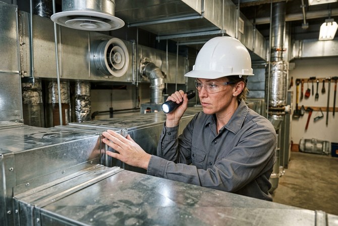 Commercial cooking line beneath a long stainless exhaust hood